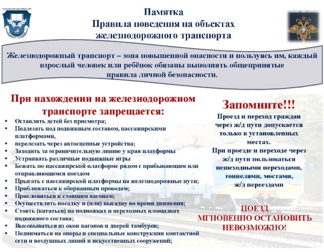Правила поведения на объектах железнодорожного транспорта.